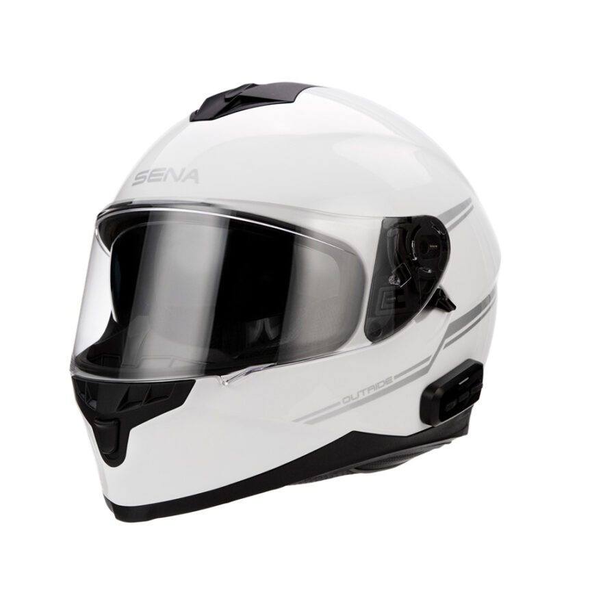 Moto přilba SENA Outride s integrovaným headsetem Shine White  lesklá bílá  S (55-56)