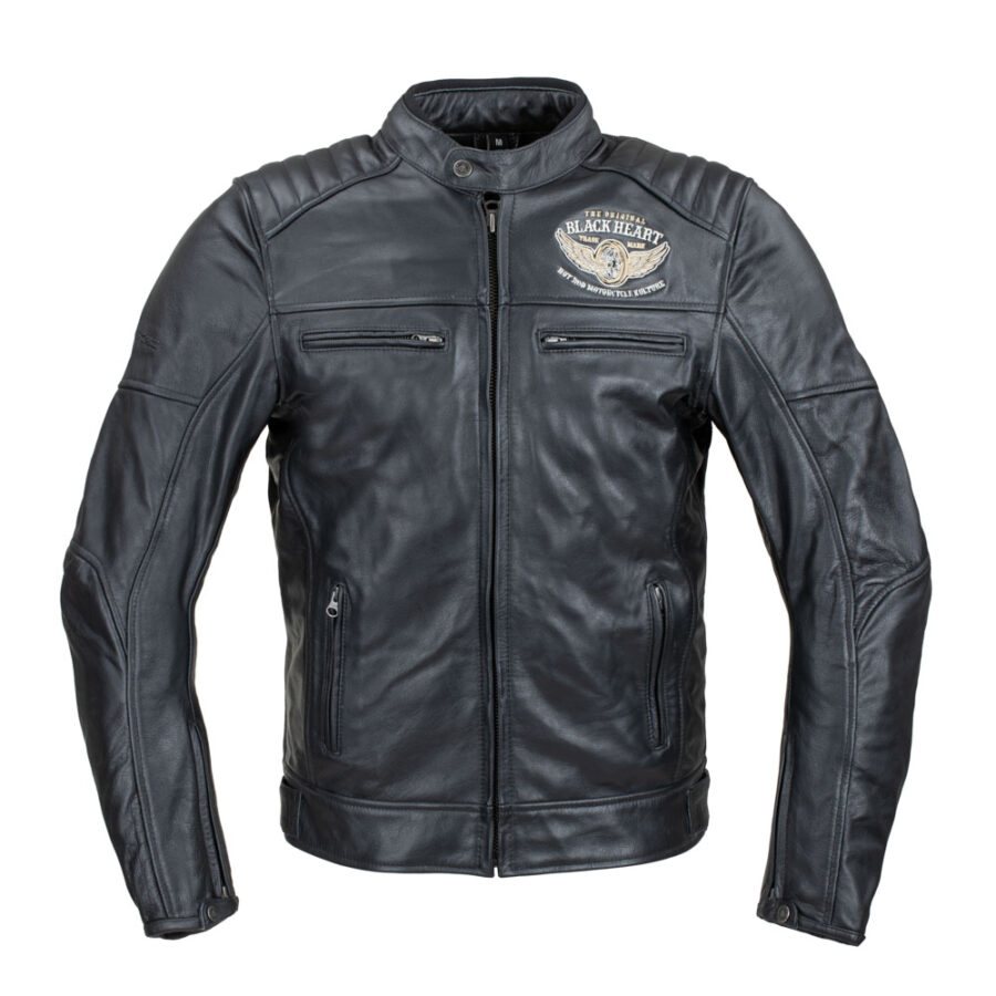 Pánská kožená bunda W-TEC Black Heart Wings Leather Jacket  černá  S