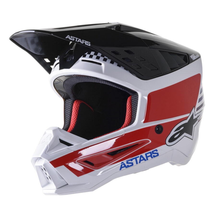 Moto přilba Alpinestars S-M5 Speed bílá/tmavá modrá/červená lesklá  XS (53-54)